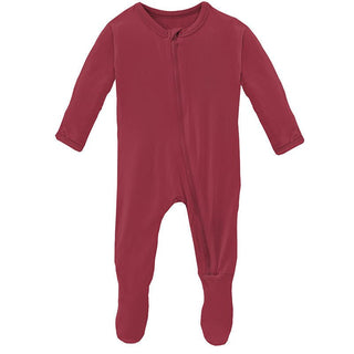 Infant Solid Footie with Zipper - Wild Strawberry KicKee Pants