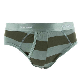 Men's Print Bamboo Brief Underwear - Paleontology Fauna Stripe Underwear