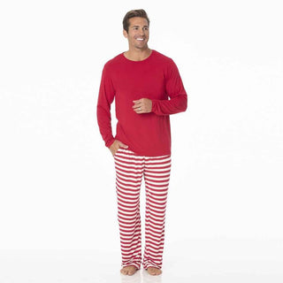 KicKee Pants KicKee Mens Print Long Sleeve Pajama Set - Candy Cane Stripe 2019 | Stylish Sleepies offer designs that make bedtime beautiful.