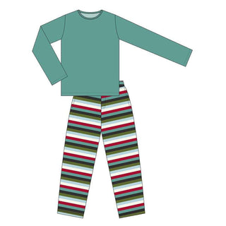 KicKee Pants KicKee Mens Print Long Sleeve Pajama Set - Christmas Multi Stripe | Stylish Sleepies offer designs that make bedtime beautiful.