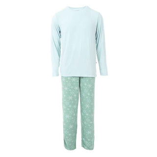 KicKee Pants KicKee Mens Print Long Sleeve Pajama Set - Shore Snowflakes | Stylish Sleepies offer designs that make bedtime beautiful.