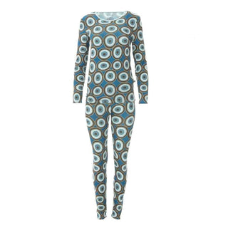 KicKee Pants Kickee Womens Print Long Sleeve FittedPajama Set - Heritage Blue Agate Slices | Stylish Sleepies offer designs that make bedtime beautiful.