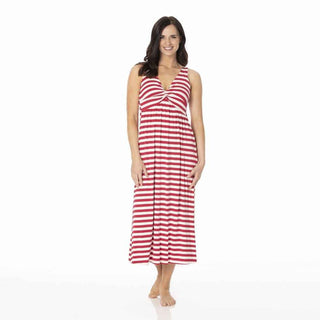 Kickee Women's Print Bamboo Simple Twist Nightgown - Candy Cane Stripe 2019 Nightgowns