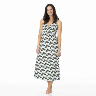 Kickee Women's Print Bamboo Simple Twist Nightgown - Spring Sky Pine Cones Nightgowns