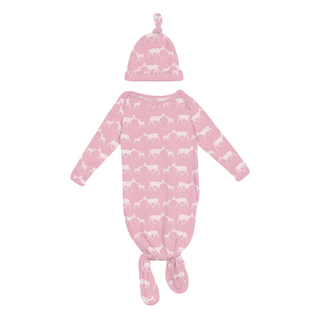 Kickee Pants Knotted Layette Gown & Hat Set - Cake Pop Doe & Fawn | Baby Riddle