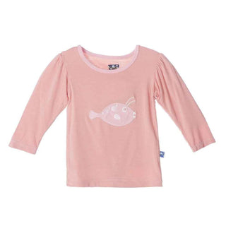 KicKee Pants Long Sleeve Applique Puff Tee, Blush Cowfish