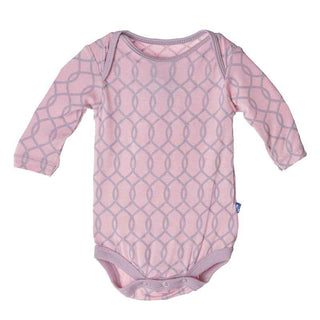 KicKee Pants Long Sleeve Bodysuit, Sweet Pea Lattice