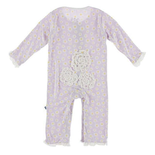 KicKee Pants Long Sleeve Dahlia Flower Romper - Thistle Chamomile