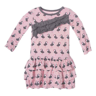 Bamboo Long Sleeve Diagonal Ruffle Banner Dress, Lotus Puffin Baby & Toddler Dresses