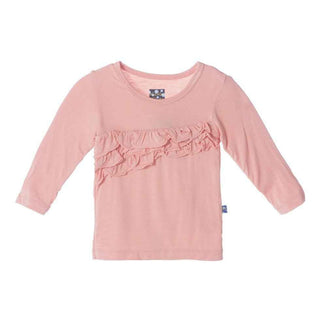 KicKee Pants Long Sleeve Diagonal Ruffle Tee, Blush