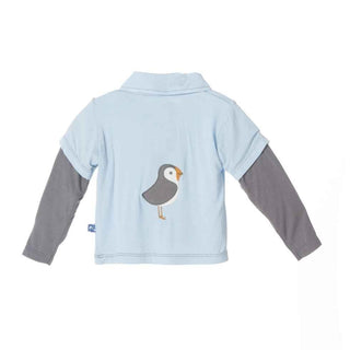 Bamboo Long Sleeve Double Layer Applique Polo Shirt, Pond Puffin Baby & Toddler Tops