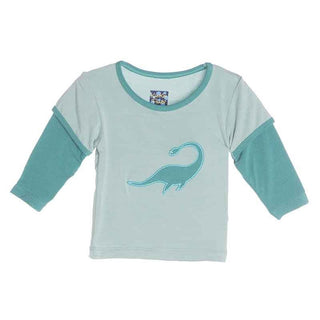 KicKee Pants Long Sleeve Double Layer Applique Tee - Jade Plesiosaur