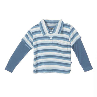 Bamboo Long Sleeve Double Layer Polo Shirt Boy Salty Seas Stripe Baby & Toddler Tops