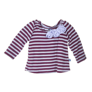 KicKee Pants Long Sleeve Flower Tee, Girl Tundra Stripe