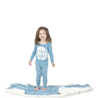 Bamboo Long Sleeve Graphic Tee Pajama Set - Blue Moon Snowballs KicKee Pants