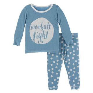 KicKee Pants Long Sleeve Graphic Tee Pajama Set - Blue Moon Snowballs | Stylish Sleepies offer designs that make bedtime beautiful.