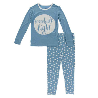 Bamboo Long Sleeve Graphic Tee Pajama Set - Blue Moon Snowballs Baby & Toddler Sleepwear