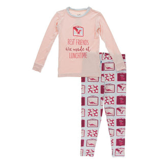 Bamboo Long Sleeve Graphic Tee Pajama Set - Illusion Blue Lunchboxes Baby & Toddler Sleepwear