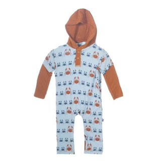 KicKee Pants Long Sleeve Hoodie Romper-Pond Crabbies