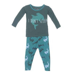 KicKee Pants Long Sleeve Pajama Set, Lagoon Hammerhead