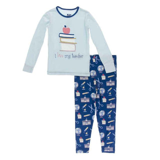 Print Bamboo Long Sleeve Pajama Set - Navy Education Baby & Toddler Sleepwear