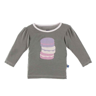 Print Bamboo Long Sleeve Puff Tee - Cobblestone Macaroon Stack Baby & Toddler Tops