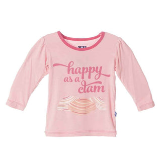 KicKee Pants Long Sleeve Piece Print Puff Tee, Lotus Happy as a Clam