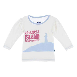 KicKee Pants Long Sleeve Piece Print Puff Tee - Natural Rottnest Island Nature Reserve