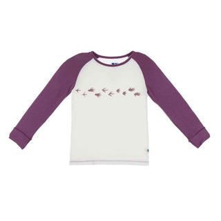 Bamboo Long Sleeve Raglan Kids Tee - Natural Dino Prints Baby & Toddler Tops