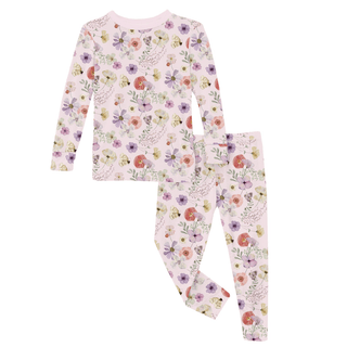 Kickee Pants Long Sleeve Pajama Set - Shrinking Violet Pressed Flowers | Baby Riddle