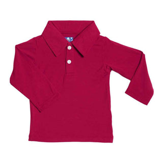 Solid Bamboo Long Sleeve Polo Shirt, Crimson Baby & Toddler Tops