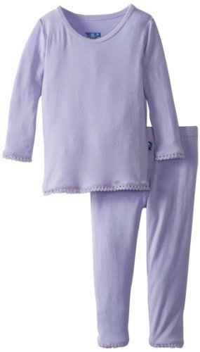 KicKee Pants Long Sleeve ScallopedPajama Set, Lilac | Stylish Sleepies offer designs that make bedtime beautiful.