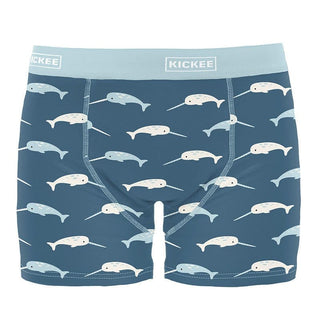 Men's Print Bamboo Boxer Brief - Deep Sea Narwhal Underwear