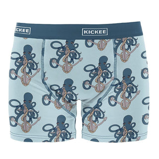 Men's Print Bamboo Boxer Brief - Spring Sky Octopus Anchor Underwear