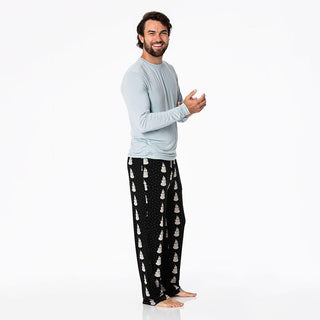 Men's Print Bamboo Long Sleeve Pajama Set - Midnight Snowman Pajamas