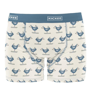 KicKee Pants Men's Print Boxer Brief - Natural Ski Birds