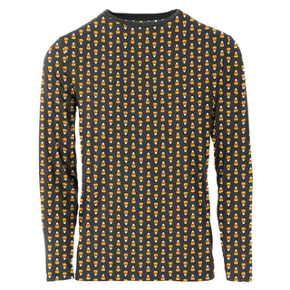 Men's Print Bamboo Long Sleeve Basic Tee - Midnight Candy Corn Shirts & Tops