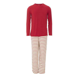 KicKee Pants Mens Print Long Sleeve Pajama Set - 2020 Candy Cane Stripe | Stylish Sleepies offer designs that make bedtime beautiful.