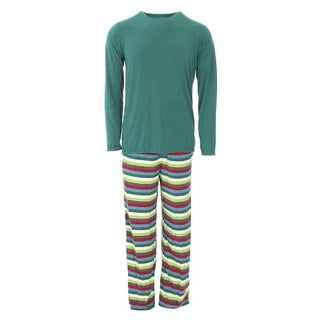 KicKee Pants Mens Print Long Sleeve Pajama Set - 2020 Multi Stripe | Stylish Sleepies offer designs that make bedtime beautiful.