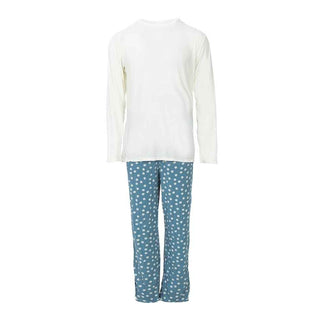 KicKee Pants Mens Print Long Sleeve Pajama Set - Blue Moon Snowballs | Stylish Sleepies offer designs that make bedtime beautiful.