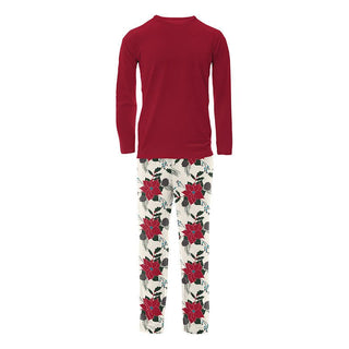 KicKee Pants Mens Print Long Sleeve Pajama Set - Christmas Floral | Stylish Sleepies offer designs that make bedtime beautiful.