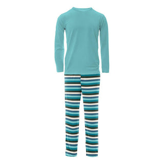 KicKee Pants Mens Print Long Sleeve Pajama Set - Ice Multi Stripe | Stylish Sleepies offer designs that make bedtime beautiful.