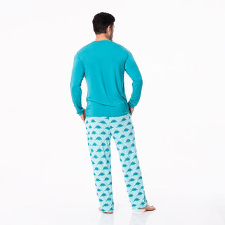 KicKee Pants Mens Print Long Sleeve Pajama Set - Iceberg Menorahsaurus