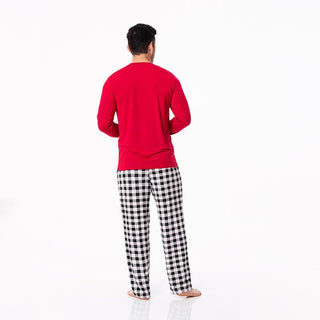 KicKee Pants Mens Print Long Sleeve Pajama Set - Midnight Holiday Plaid