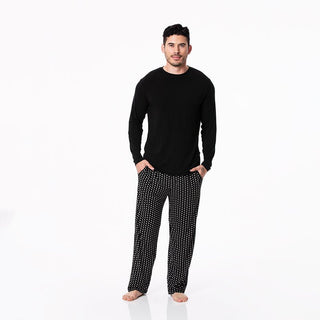 KicKee Pants Mens Print Long Sleeve Pajama Set - Midnight Tiny Snowflakes