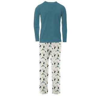 KicKee Pants Mens Print Long Sleeve Pajama Set - Natural Chairlift | Stylish Sleepies offer designs that make bedtime beautiful.