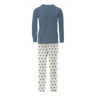 Men's Print Bamboo Long Sleeve Pajama Set - Natural Ski Birds Pajamas