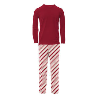 KicKee Pants Mens Print Long Sleeve Pajama Set - Strawberry Candy Cane Stripe | Stylish Sleepies offer designs that make bedtime beautiful.