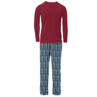 KicKee Pants Mens Print Long Sleeve Pajama Set - Twilight Skis | Stylish Sleepies offer designs that make bedtime beautiful.