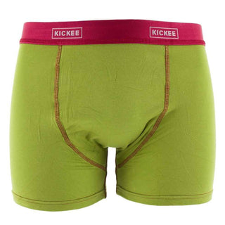 KicKee Pants Mens Solid Boxer Brief, Meadow with Crimson